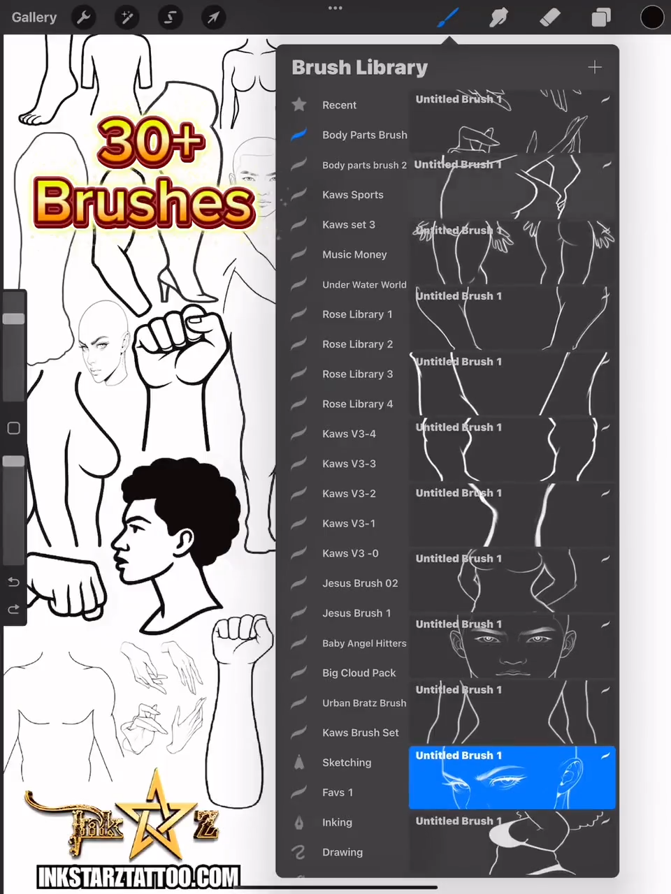Body Parts Procreate Brush Set – Tattoo Flash & Digital Art Edition