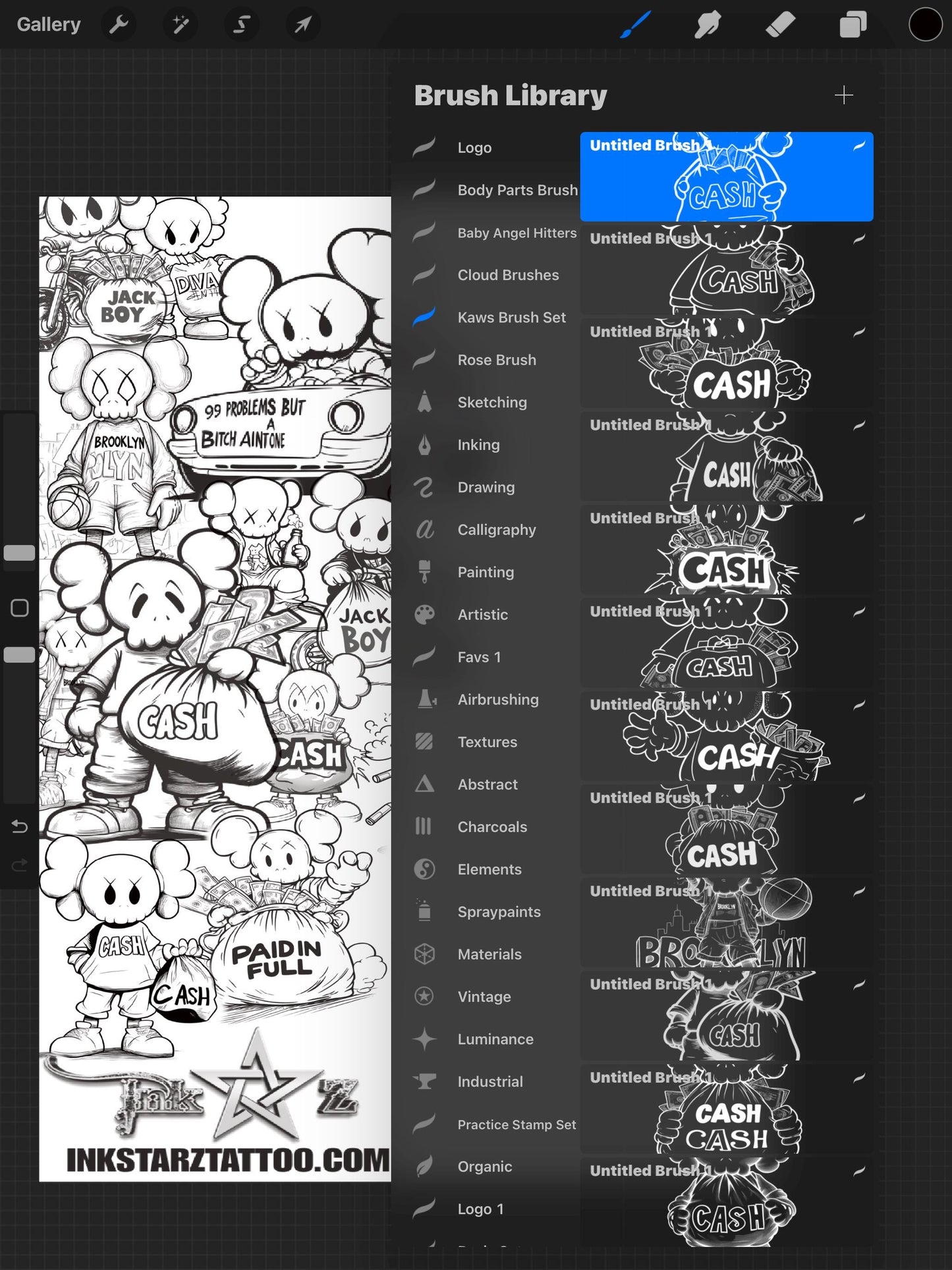 KAWS Style Procreate Brush Set – Street Art & Bold Line Brushes for Digital Artists