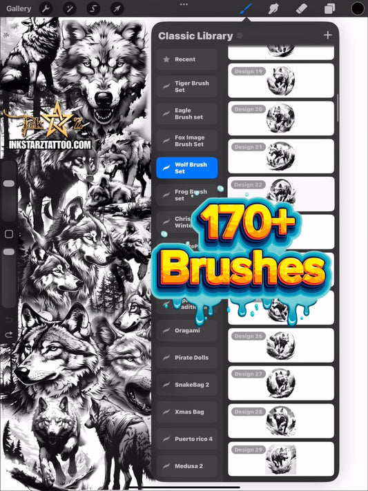 Procreate Brush Set – Wolf Pack – 170 Plus Stamp Designs