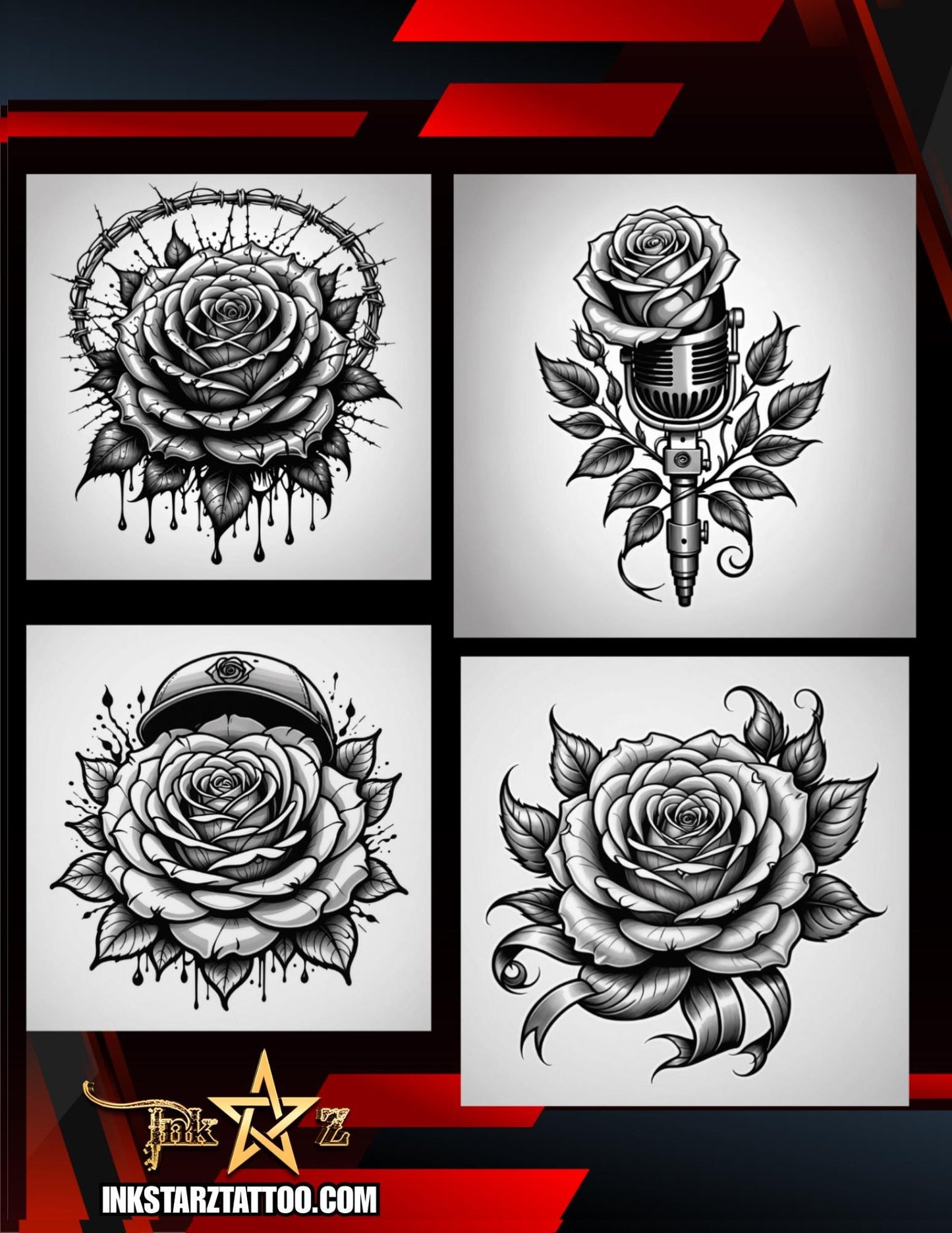 2000+ Rose Procreate Brush Set – Ultimate Floral Tattoo & Digital Art Collection