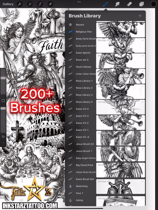 Religious Procreate Brush Set: Sacred Tattoo Flash Art (Digital Download)