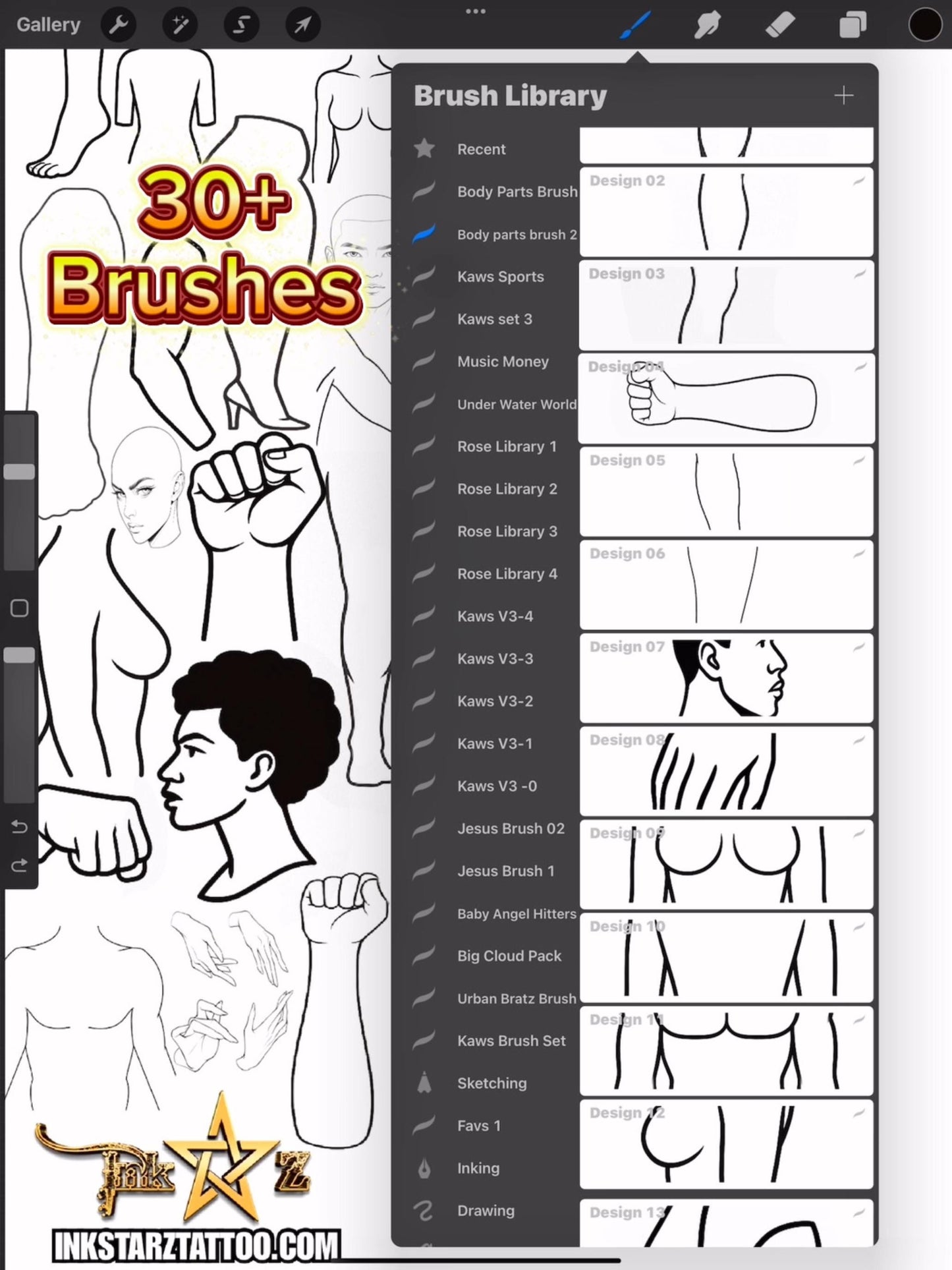 Body Parts Procreate Brush Set – Tattoo Flash & Digital Art Edition