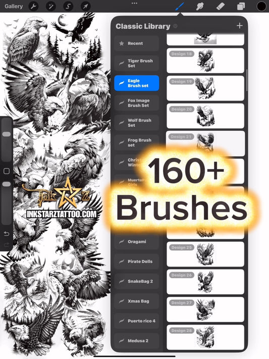 Procreate Brush Set – Eagle Pack – 160 Plus Stamp Designs