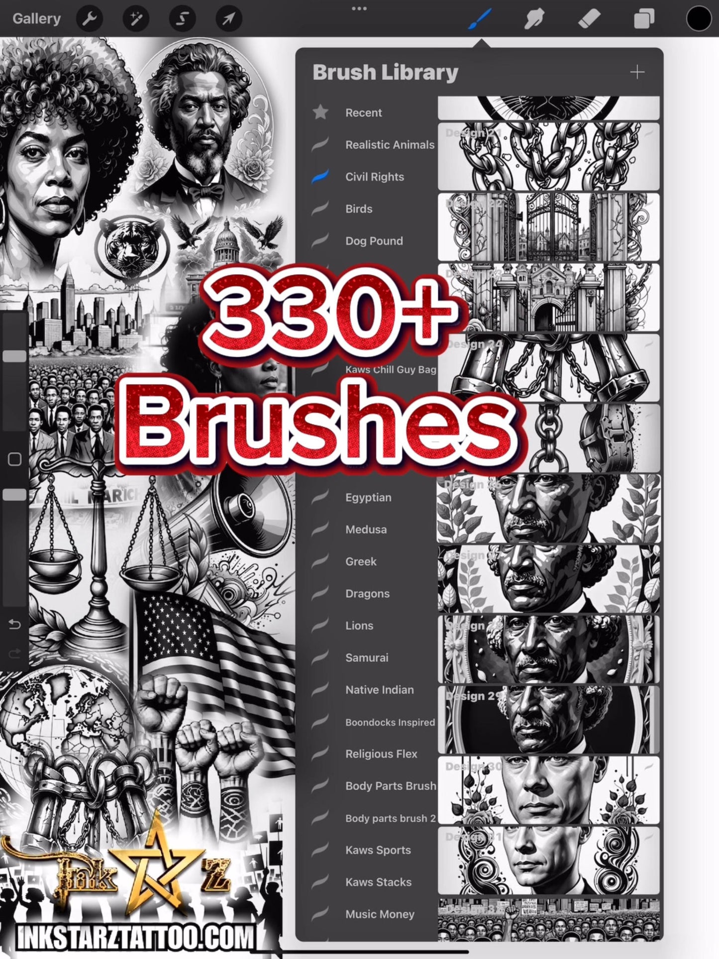 Civil Rights Procreate Brush Set | 335+ Black History Leaders  Protest Stamp Brushes