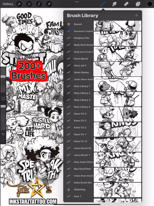 Boondocks Procreate Brush Set – Black & Grey Urban Cartoon Edition