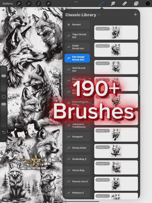 Fox Procreate Brush Set  190+ Brushes for Tattoo Artists, Designers  Digital Creators