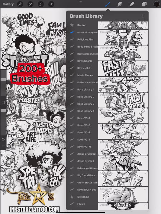 Boondocks Procreate Brush Set – Black & Grey Urban Cartoon Edition