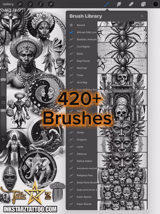 African Spirituality Procreate Brush Set | 420+ Orishas, Yoruba Deities, Symbols Sacred Stamp Brushes